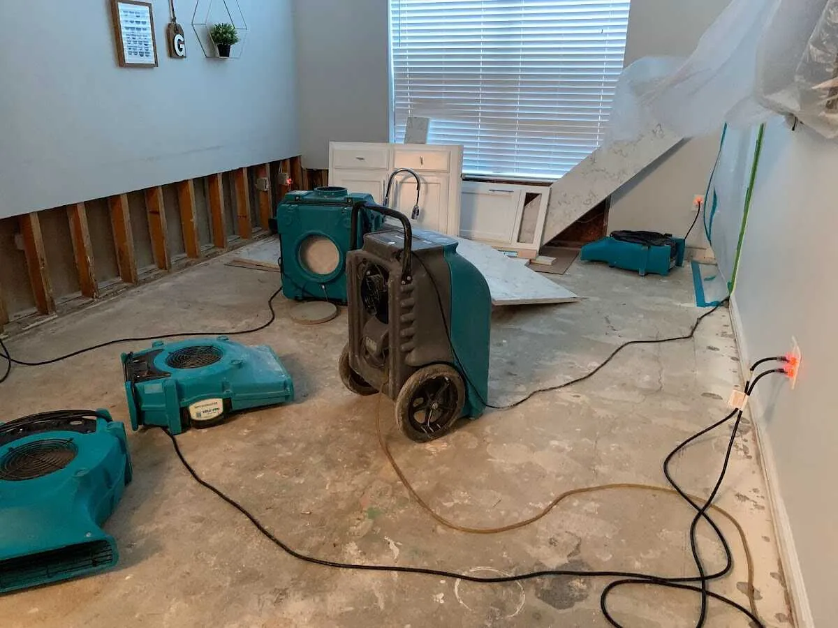 Dehumidifier in flood-cut room for Water Extraction & Removal in Conroe